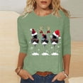 thumbnail image 4 of Fmbrln Womens Christmas Shirts Fashion Casual Crew Neck 3/4 Sleeve Tops Red Wine Glass Santa Hat Print T-shirts Christmas Gifts, 4 of 5