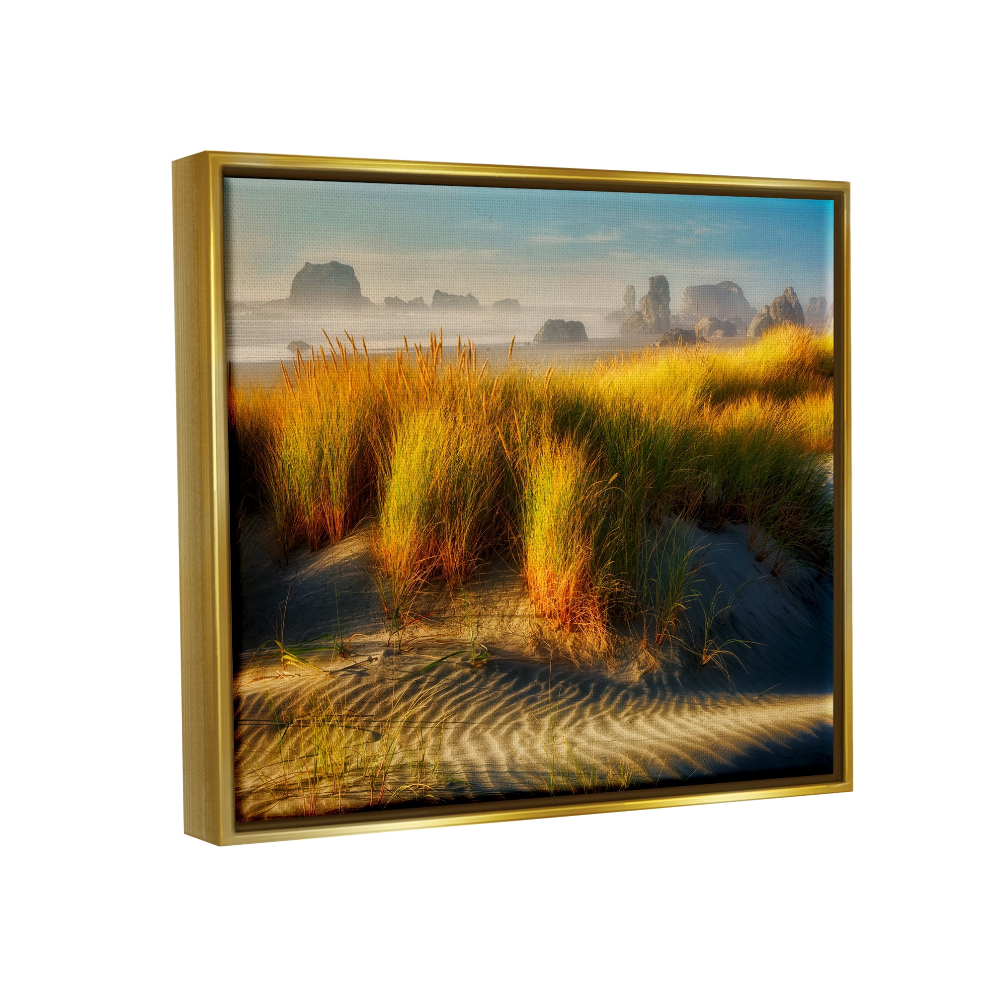 Stupell Industries Sand Ripples Beach Landscape Coastal Photography Gold Floater Framed Art Print Wall Art