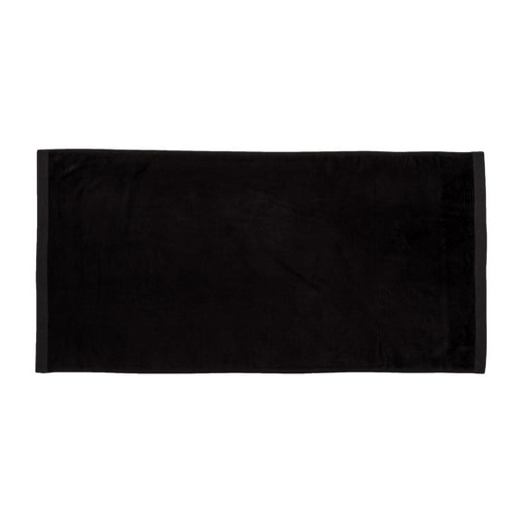 ELEGANI Jumbo Size Terry Dobby Hem Velour Beach Towel - 36 inch x 72 inch - Black