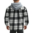 thumbnail image 5 of Rggeeun Shirts For Men Male Fall Winter Flannel Jacquard Trend Casual Plaid Long Sleeve Hooded Shirt Comfort Tops, 5 of 9