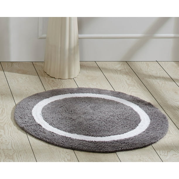 Better Trends Hotel Collection Bath Rug 30" Round Grey & White