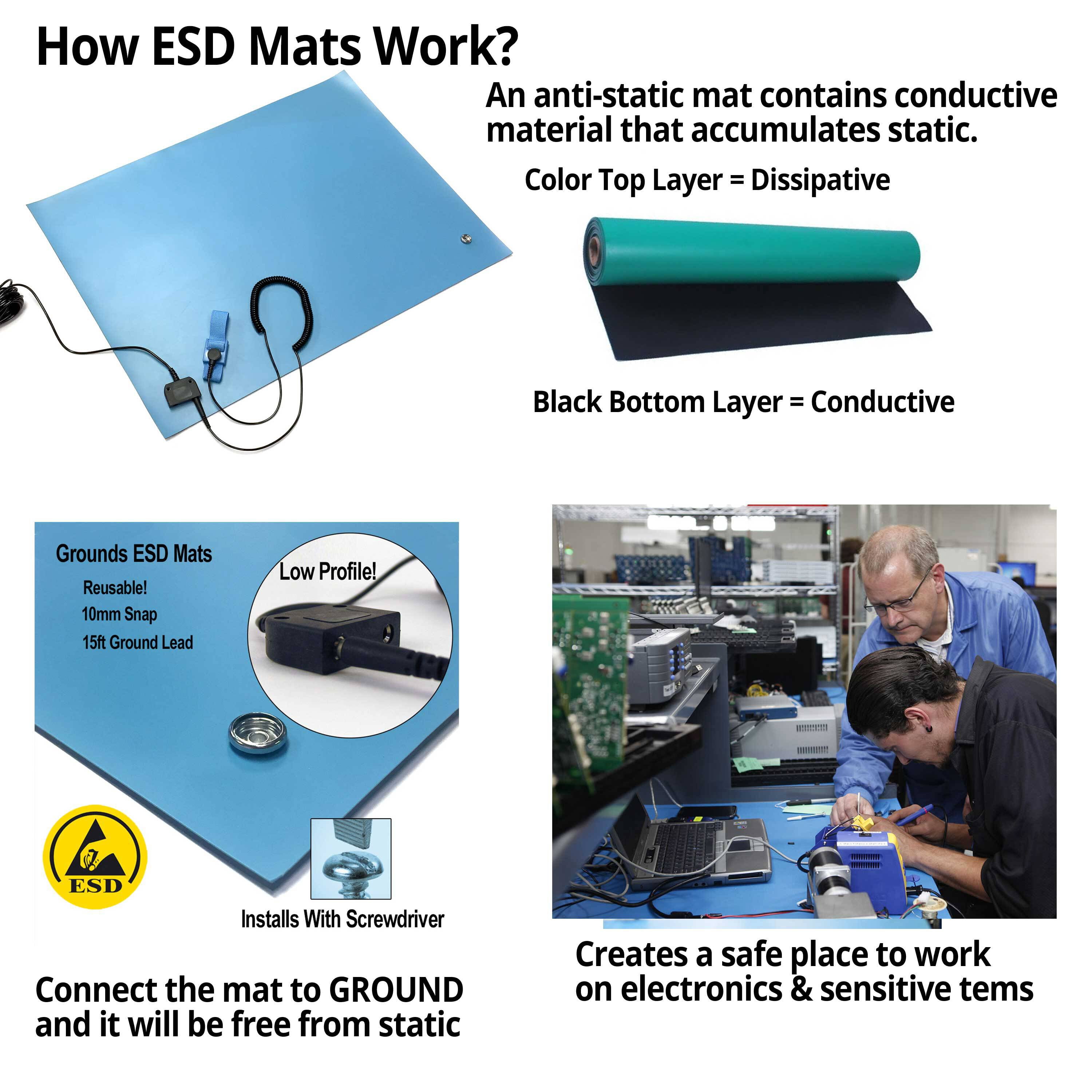 RubberSTAT D8 Anti-Static ESD Rubber Table Mat - Cut Mats