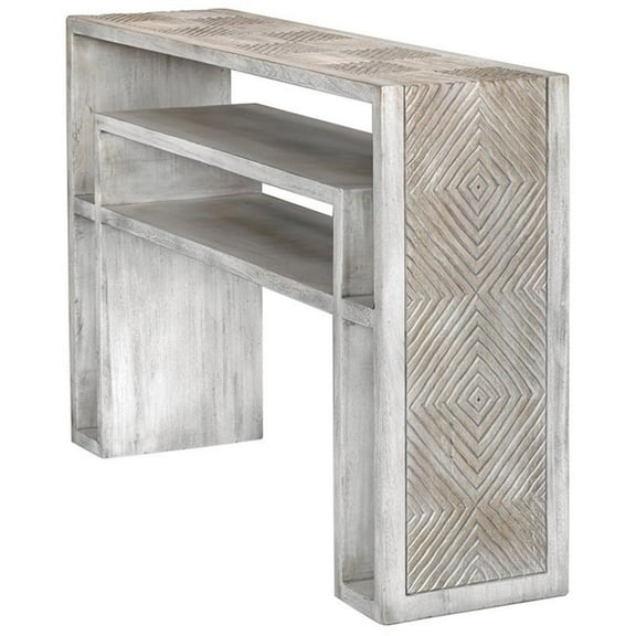 Allora Contemporary Accent Console Table in Bone White and Oatmeal