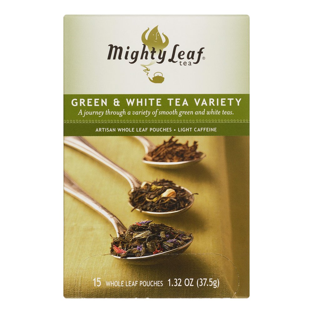 Mighty Leaf Tea Green and White Variety, 15 Count Whole Leaf Pouch
