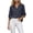 Navy, variant on Women's Button Down Tops Lightweight Thin V Neck Solid Color Blouses Relaxed Dressy Gathered Shoulder 3/4 Puff Sleeve Shirts XXL