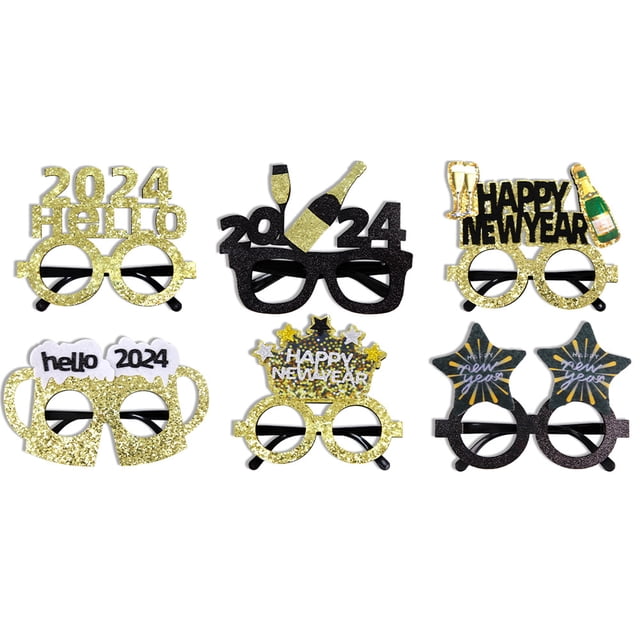 6 Piezas 2024 Marco de Gafas de Feliz Año Nuevo 2024 Gafas de Fiesta de Nochevieja Decoración de Navidad Gafas de Disfraces Gafas Divertidas Creativas para Favores de Vacaciones de Navidad
