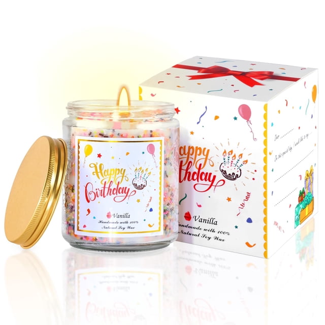Vela aromática Takytao Happy Birthday, cera de soja natural, 200 ml