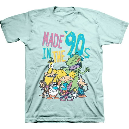 Mens Nickelodeon 90s Throwback Shirt - Retro Nick Group tee - Classic Nick Graphic T-Shirt (Celadon, 3X-Large)