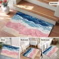 thumbnail image 6 of Pink Blue Washable Small Entryway Area Rugs 2'x3', Beige Gradient Ocean Wave Abstract Beach Coastal Low Pile Throw Rug Non-Slip Sturdy Edge Binding Carpet for Front Door Floor Room Entry, 6 of 9