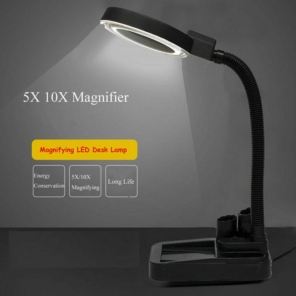EBTOOLS Magnifying Crafts Glass Desk Lamp 5X 10X Magnifier With 40 LED
