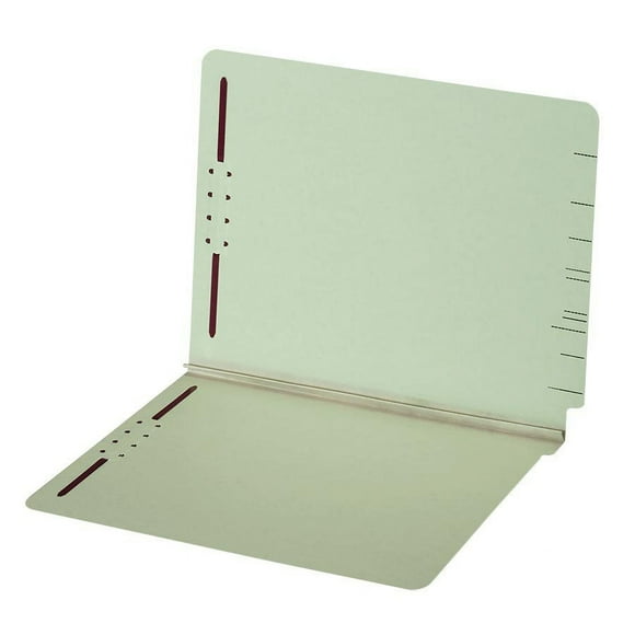 Globe-Weis E47715GW Pressboard End Tab Folder with Fasteners Legal size Light Green - 1 Each
