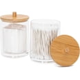thumbnail image 4 of 4 Pack Qtip Holder Dispenser, Clear Plastic Apothecary Jar Containers, Bathroom Accessories Set, Apothecary Jars with Lids for Cotton Ball, Swab, Pads, Floss, Hair Clips, 4 of 7