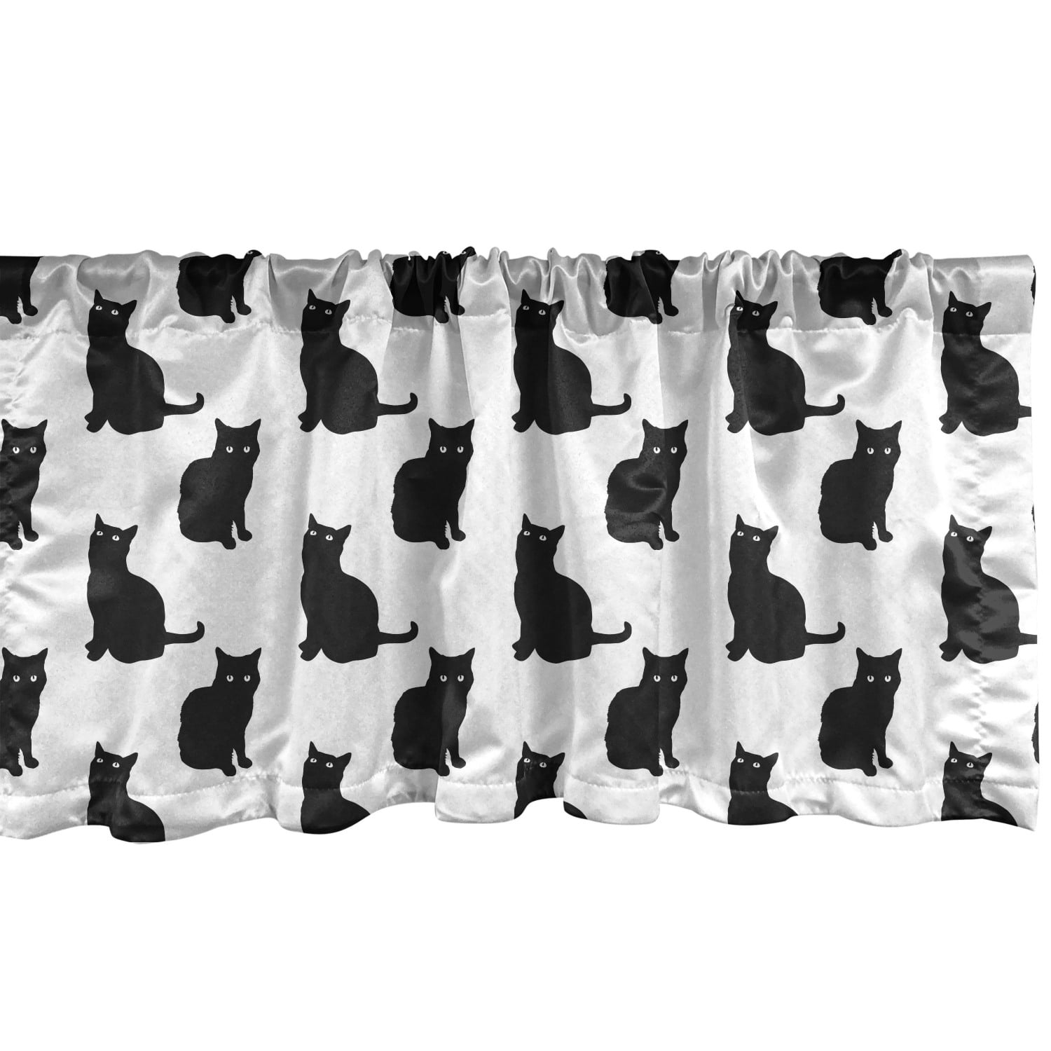 Ambesonne Cat Window Valance, Black Cat on White Backdrop Playful Friendly  Animals Posing Domestic Pets, Curtain Valance for Kitchen Bedroom Decor with  Rod Pocket, 54
