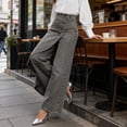 thumbnail image 5 of Karight Womens Asymmetrical Ruffle Overlay Denim Wide Leg Pants High Waisted Button Fly Skirted Jeans, 5 of 6