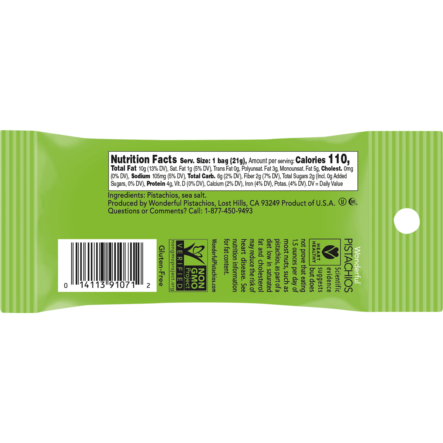 Wonderful Pistachios, No Shells, Roasted and Salted, 0.75 Ounce Bag (Pack of 96), 0.75 OZ