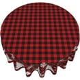 thumbnail image 5 of Winter Christmas Round Tablecloth 70 Inch, Red Black Buffalo Plaid Snowflake Xmas Tree Table Cloth for Rustic Farmhouse Kitchen Decor, Outdoor Wipeable Polyester Fabric Table Cover for Holiday Party, 5 of 6