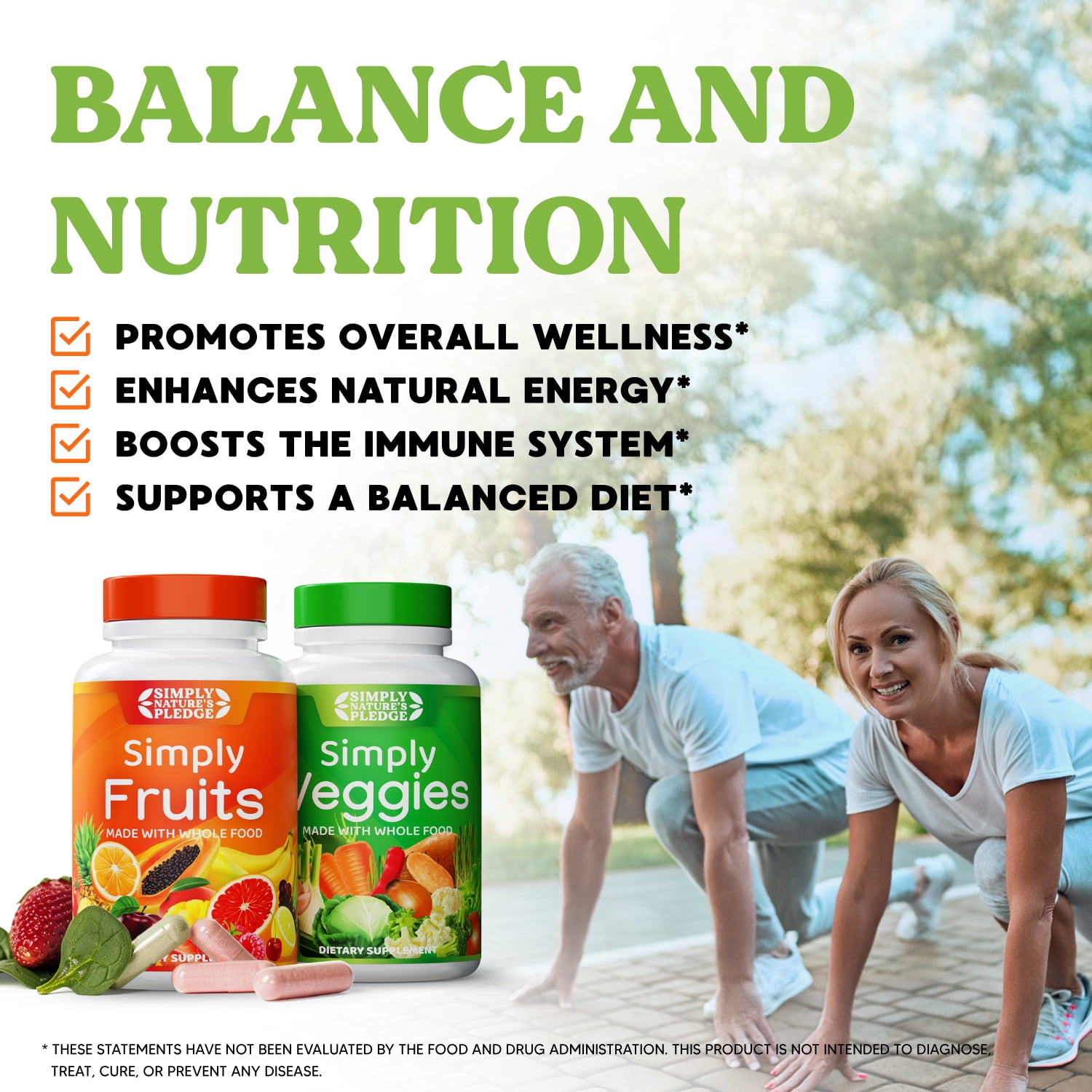 Simply Nature's Pledge- Packed with Over 40 Different Fruits & Vegetables - Made with Whole Food Superfoods - Balanced Energy – 100% Soy Free - 90 Count (Pack of 4)