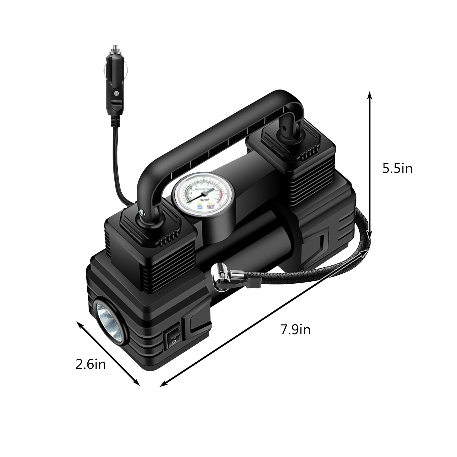 12V DC Air Compressor Tire Inflator with Gauge, 150 PSI Portable Air Pump for Car Tires, Trucks & Inflatables, Tire Puncture Repair