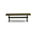 thumbnail image 3 of Pemberly Row X-Style 15x60" Wood Dining Bench in Black/Espresso, 3 of 5