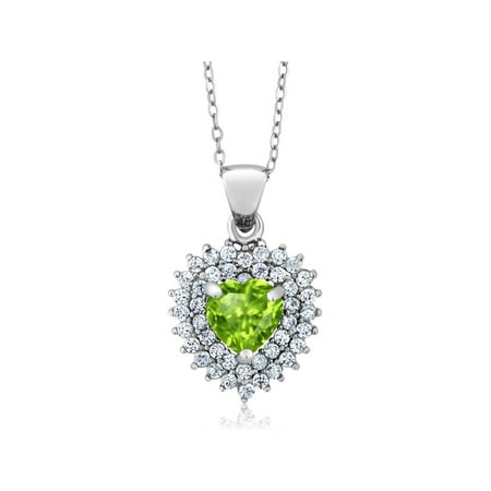 - 2.00 Ct Heart Shape 7mm Gemstones Sterling Silver Pendant Necklace + 18