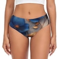 thumbnail image 1 of Fotbe Elegant Blue Gold Blooms Calzones Estampados para Mujer – Ropa Interior de Algodón, Cómoda, Suave y Elástica-4X-Large, 1 of 6