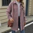 thumbnail image 5 of FDGIU Women's Flannel Shacket - Fleece Lined Hooded Jacket, Casual Long Sleeve Loose Fit Plaid Outerwear for Fall Winter Fashion, 5 of 7