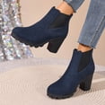 thumbnail image 5 of OKBOP Women's Heeled Boots Round Toe Zip-Up Stability Foam Cushioning Blue Stylish Women's Boots Sizes 40, 5 of 5