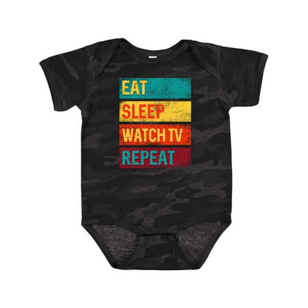 

Inktastic Television Eat Sleep Watch TV Repeat Gift Baby Boy or Baby Girl Bodysuit