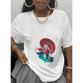 thumbnail image 2 of Scarlet Wagasa Elegance Kaguya's Silver-Twin-Tail Neo-Wafu Anime Girl Graphic Front Print White T-Shirt, 2 of 5