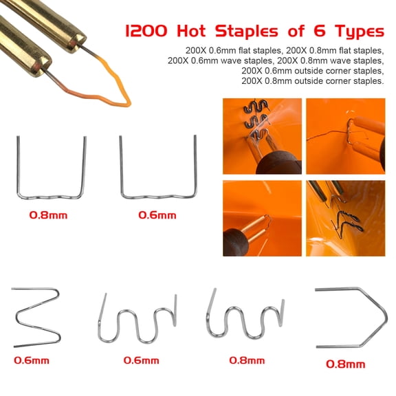 1200pcs Welder Stapler Car Bumper Fender Plastic Welding Repair Kit Hot Staple