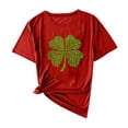 thumbnail image 3 of Felirenzacia Women's St. Patrick's Day Heart Shamrock Graphic T-Shirt Casual Crew Neck Short Sleeve Tee Red,S, 3 of 5