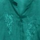 thumbnail image 4 of Camisas de Cuello V de Manga Corta para las Mujeres Lino Bordado Tres Cuartos Suelto Ajuste Cuello Redondo Túnica Blusa Vintage Casual, 4 of 5