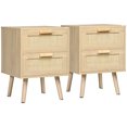thumbnail image 1 of HOMCOM Ensemble de 2 Tables de Nuit au Design Bohème avec 2 Tiroirs pour Salon, 1 of 10