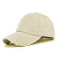 thumbnail image 3 of Mens And Womens Denim Washed Peaked Cap Solid Color Baseball Visor, Beige, 3 of 6