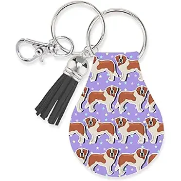 Jolitee Neoprene AirTag Compatible Case Keychain – Durable & Stylish Holder with Secure Ring and Clip, Compatible with Apple AirTag (St Bernard)