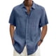 thumbnail image 4 of Cotton Linen Blouse Summer Men Turn Down Collar Short Sleeve Button Loose Blouse Tops Oversized S-5xlM, 4 of 5