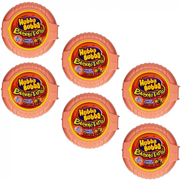 6 feet Hubba Bubba Tangy Tropical Juicy Bubble Roll Gum Tape pack of 6