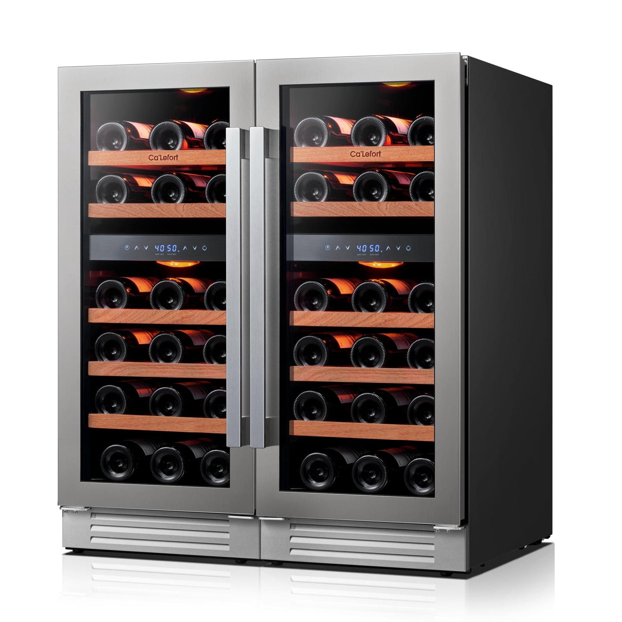 Ca'Lefort 30 inch Wine Fridge,56 Bottle Dual Zone Wine Cooler Refrigerator,Freestanding & Built-in with Stainless Steel frame for Kitchen Office