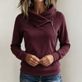 thumbnail image 4 of Shihyeh Women's Cowl Neck Hooded Sweatshirt Long Sleeve Front Pocket Casual Warm Top for Women, 4 of 6