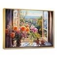 thumbnail image 2 of Designart "French Window View in Orange and Green I" Floral Framed Wall Art - Traditional Orange Window Bedroom Framed Canvas Wall Art, 2 of 6