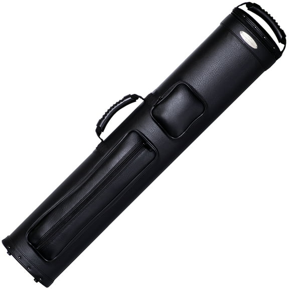 McDermott Shooters Collection 3x5 Oval Hard Billiard Pool Cue Case – Vinyl, Holds 3 Butts & 5 Shafts, Molded Tube Interior, Dual Pockets (5" & 16") with Jump Handle Sleeve, Top & Side Handles, Should