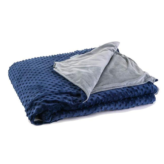 Minky Navy Blue Kids Weighted Blanket Calming Stimulation Sensory Relaxation for 50-90-lb Toddler Throw/Twin Size Comforter Premium Glass Beads No Duvet Cover Required 41 X 60-7-lbs 