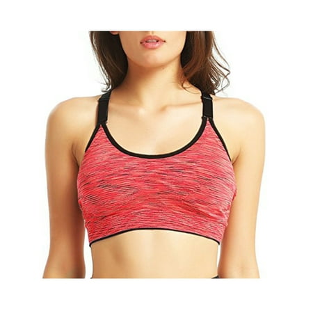 LELINTA Women's Seamless Mesh Racerback Sports Bra High Impact Support Workout Yoga Bra Red Size