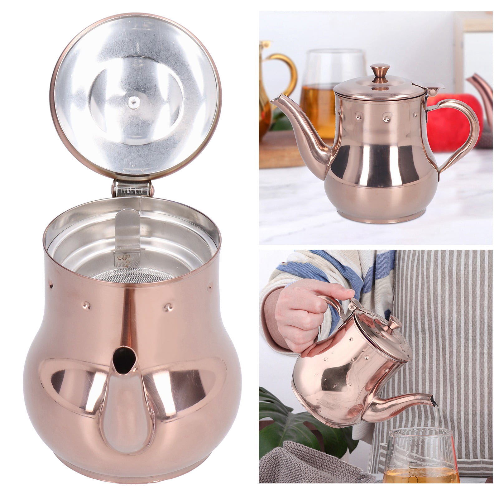 WMF SmarTea Teapot Set – 1 Liter Stainless Steel Pot With Removable Strainer & Tea Light Warmer