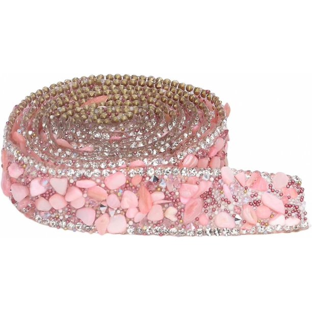 Cinta de Diamantes de Imitación TANGJMXG 2 cm 1 m Rosa