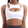 thumbnail image 1 of Ropa interior deportiva push-up para mujer, sujetador deportivo sexy de sujeción media a alta, top de fitness con copas desmontables, color blanco, 1 of 5