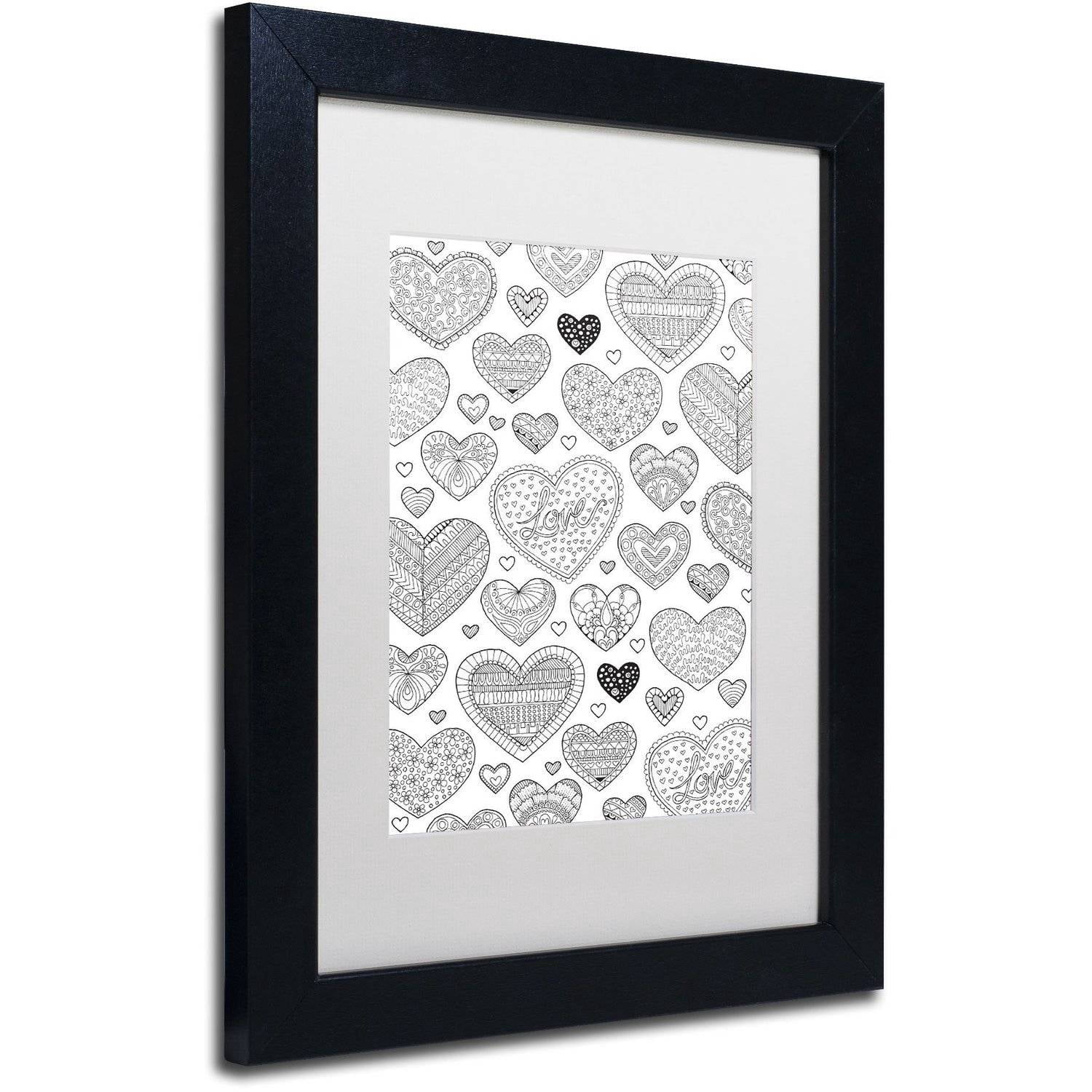 Trademark Fine Art "Hearts on Hearts" Canvas Art by Hello Angel, White Matte, Black Frame