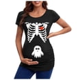 thumbnail image 2 of Women's T-Shirts Head Skeleton Halloween Pregnant European and Border Top for Expectant Women White XXL, 2 of 4