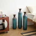 thumbnail image 5 of Aqua Blue Tall Floor Vase - 20.4/24.4/28.34 in Metal Droplet-Shaped Vases Extra Large Decorative Vase Set of 3 Living Room Modern Gorgeous Home Decoration Large Glazed Metal Vase, 5 of 19