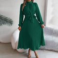 thumbnail image 2 of Robe Maxi en Velours à Volants Superposés, Col en V Manches Longues Ceinturée avec Jupe Volumineuse, Robe Vintage Française Dramatique pour Vacances & Galas Vert TG, 2 of 5